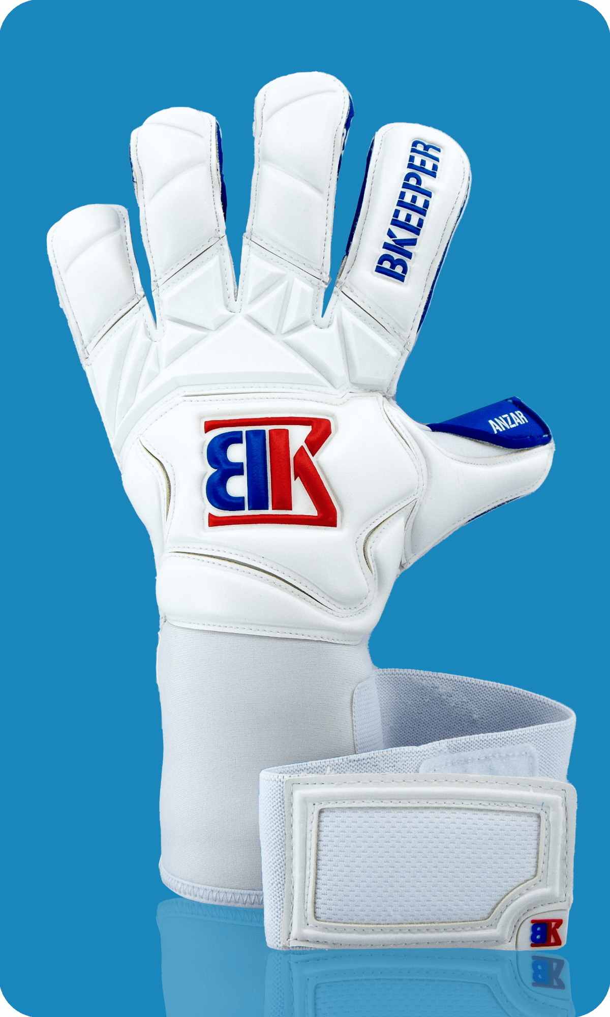 Gants De Gardien ANZAR #25 – Bleu – Coupe Hybride – Mousse Professional Next – Confort, Adhérence, Protection – Adultes